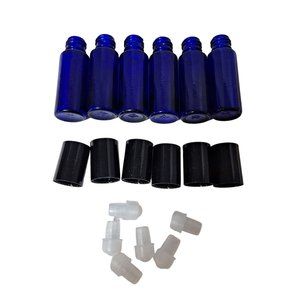Essential Oil Aromatherapy Refillable Roller Ball Bottles Lot X 6 Blue NEW